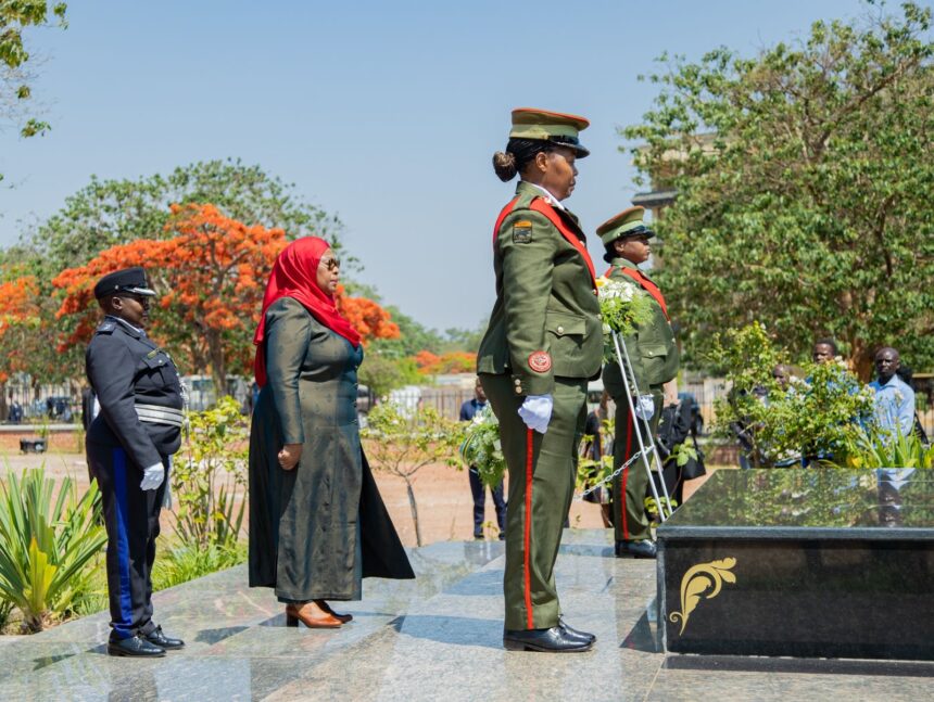 Honoring Zambia’s Legacy: President Samia’s Wreath-Laying Ceremony.
