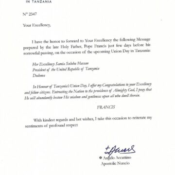 Pope Francis’ Final Message to Tanzania