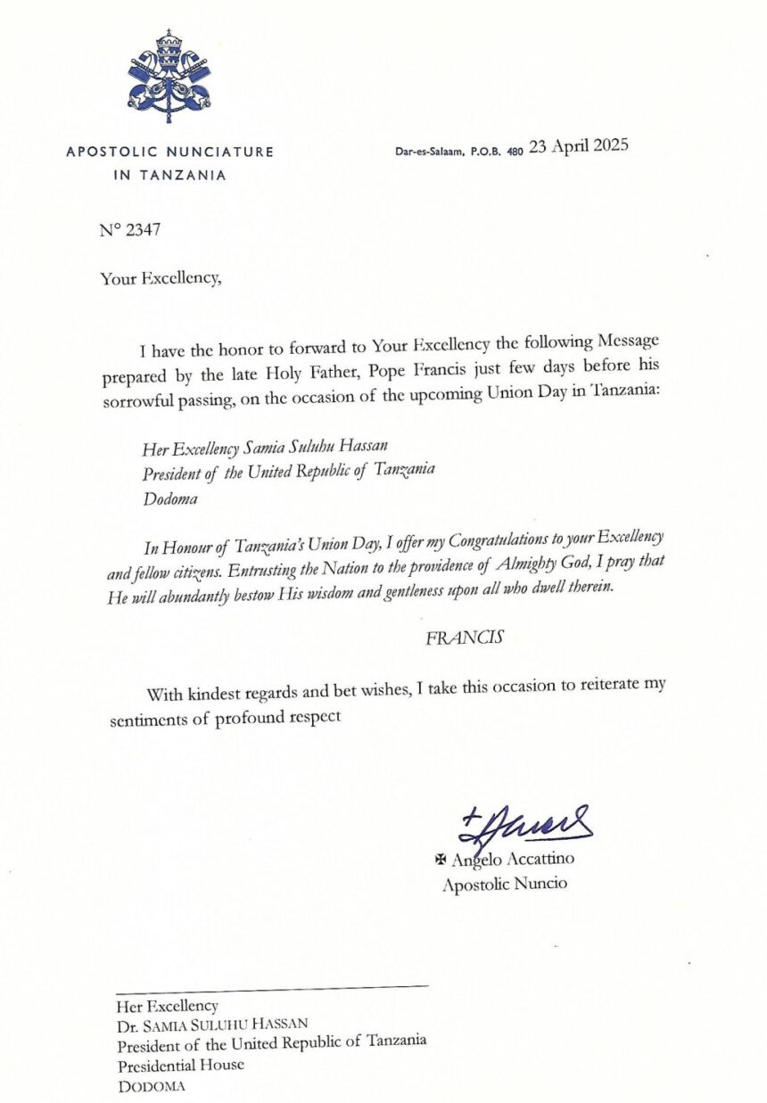 Pope Francis’ Final Message to Tanzania