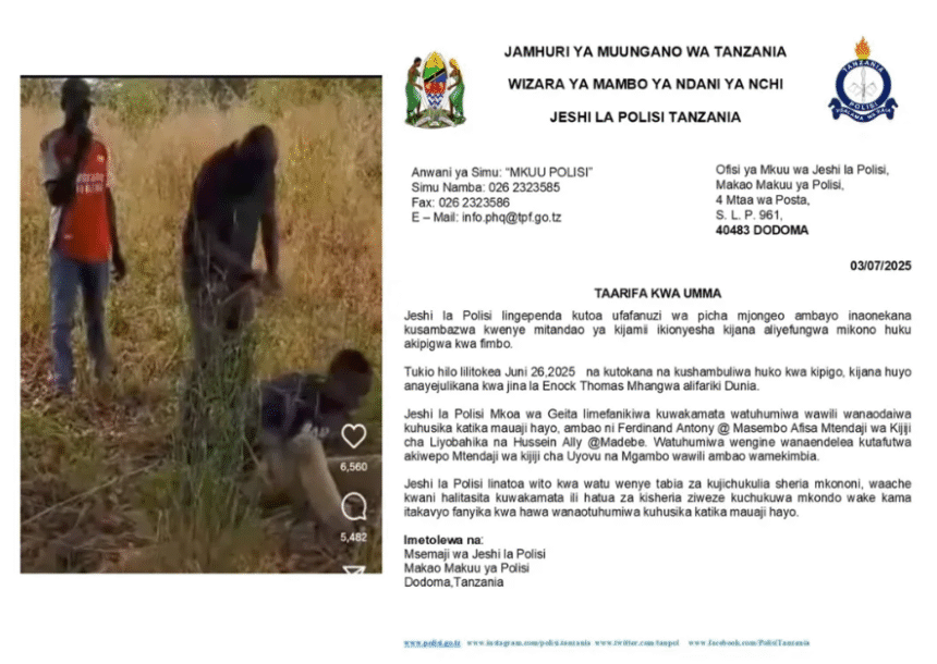 Two arrested in Geita over beating death of young man accused of theft